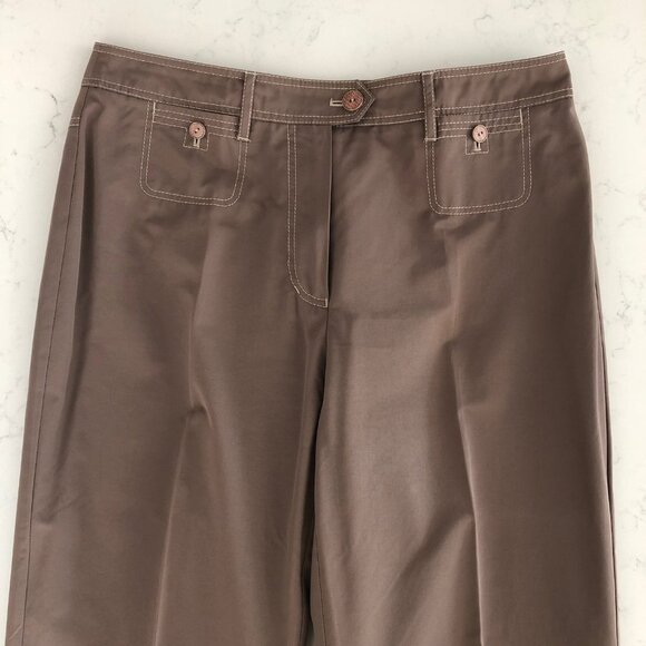 Gerry Weber Hi Waisted Straight Leg Pants w Pick Stitching Olive Green Sz 10 - Picture 5 of 12